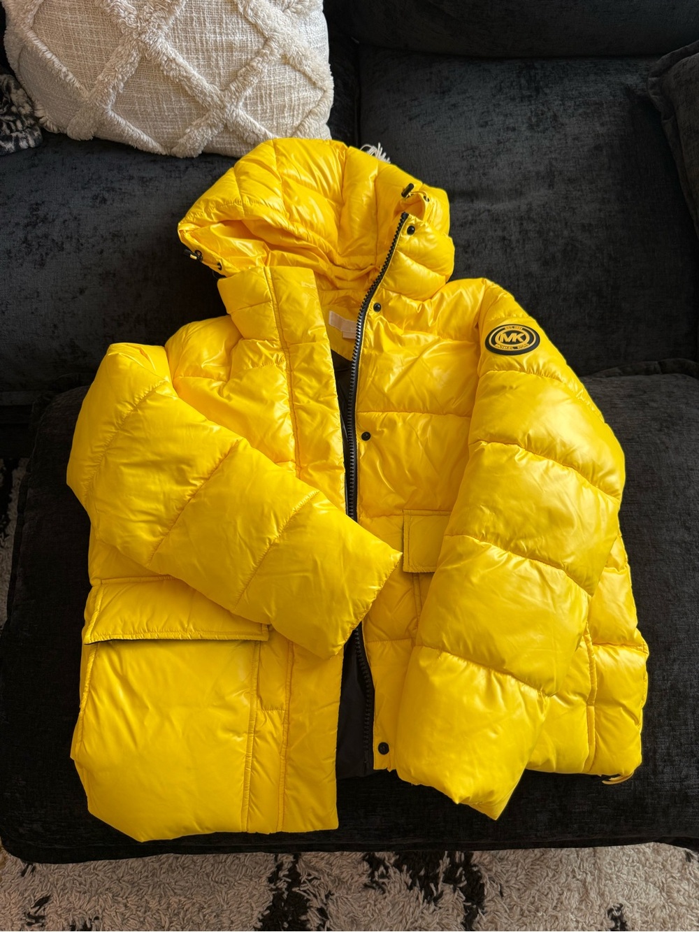 Michael Kors Women’s Yellow Puffer Jacket with Hood